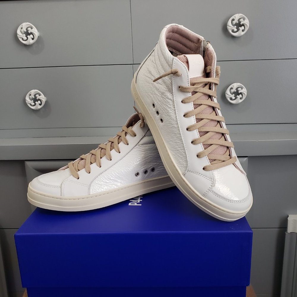 P448 Women's White and Beige High-Top Sneakers